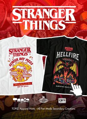 Stranger Things怪奇物语周边复古风短袖T恤男女宽松落肩袖纯棉潮