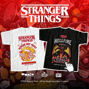 纯棉潮 T恤男女宽松落肩袖 Stranger Things怪奇物语周边复古风短袖