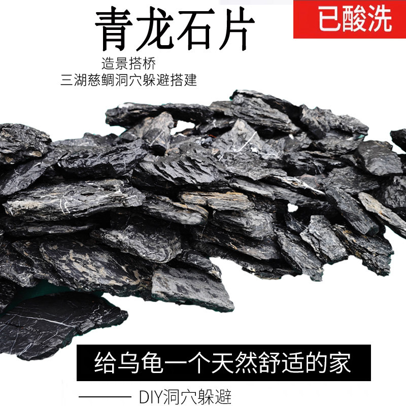 酸洗青龙石鱼缸造景石天然溪流石岩片石三湖慈鲷乌龟晒台片石洞穴图片