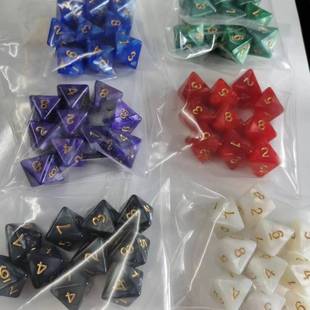 8面骰子设计用多面体菱形八面数字1-8彩透明色子教学d8跑团桌游配