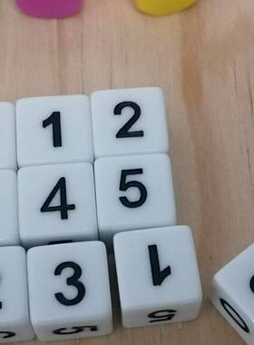 直角骰子0-5数字筛子粒16号方角正六面体白色黑字雕刻桌游数学算