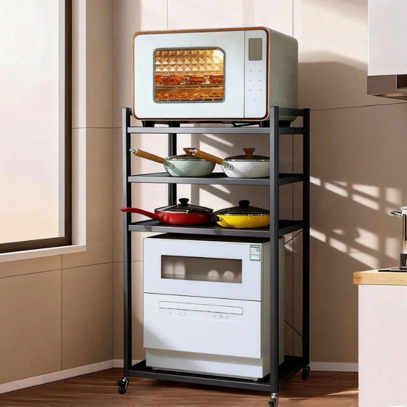 厨房置物架多层移动收纳架厨房角架微波炉烤箱收纳神器层高可调节