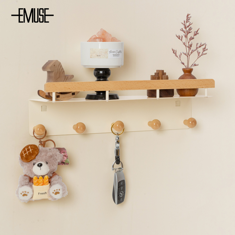 实木进门玄关挂钩免打孔墙上墙壁客厅衣帽间衣服门后收纳置物挂架