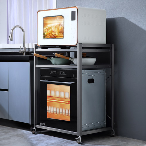 厨房微波炉支架置物架多层收纳架移动储物架层高可调节落地收纳架