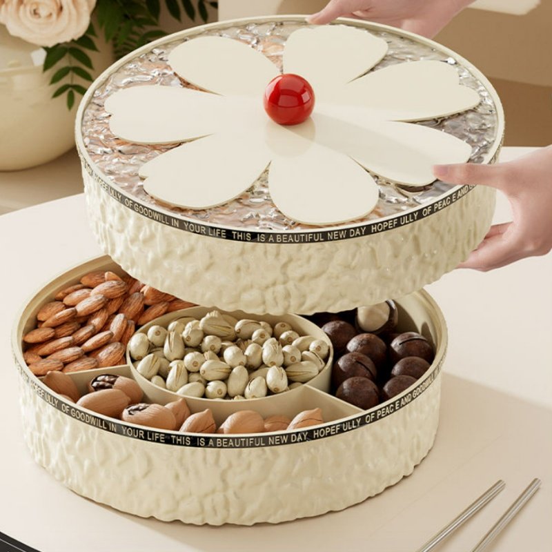 轻奢风花瓣糖果盒干果盒坚果盘客厅家用招待客人双层分格不串味