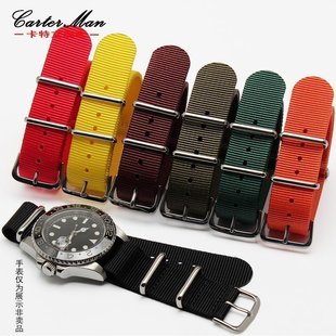 卡特文北约尼龙表带 天美时手表18 24mm男女 适配FILA斐乐