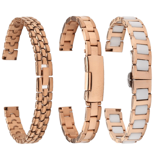 手表带方糖小绿表不锈钢女士陶瓷钢带代用dw天王聚利时细表链配件