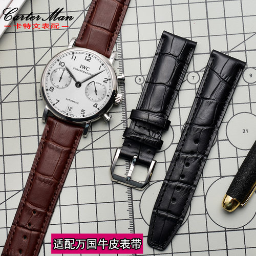 手表带适配万国飞行员葡萄牙真皮