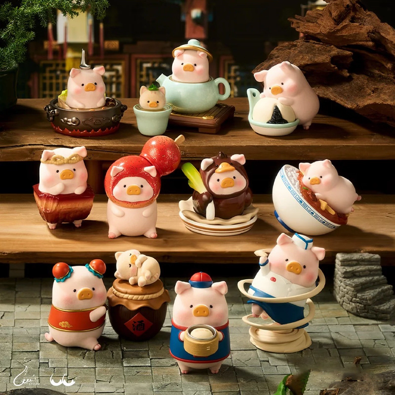 正版LULU罐头猪Lu家小馆系列盲盒可爱植绒潮玩摆件玩具女生日礼物