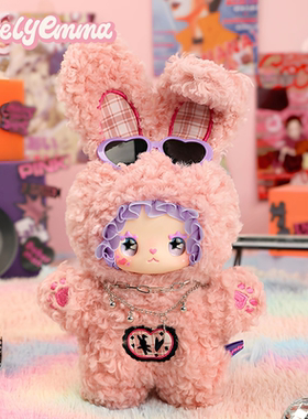 LOVELY EMMA朋克时代盲盒胶脸毛绒公仔挂件可爱女生礼物潮玩摆件