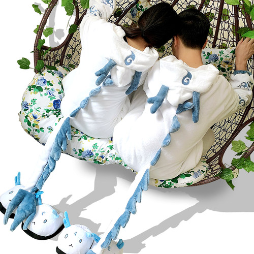 哪吒之魔童降世加厚毛绒连体睡衣敖丙小恐龙可爱男女保暖闹海服2