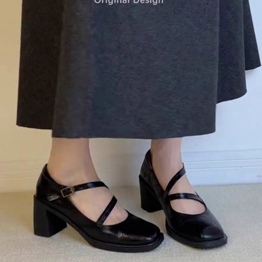 羊皮版！高跟鞋女气质高级不累脚法式单鞋粗跟绝美复古玛丽珍女鞋,女鞋,玛丽珍鞋,淘宝优惠券,粉丝福利购,淘宝优惠卷