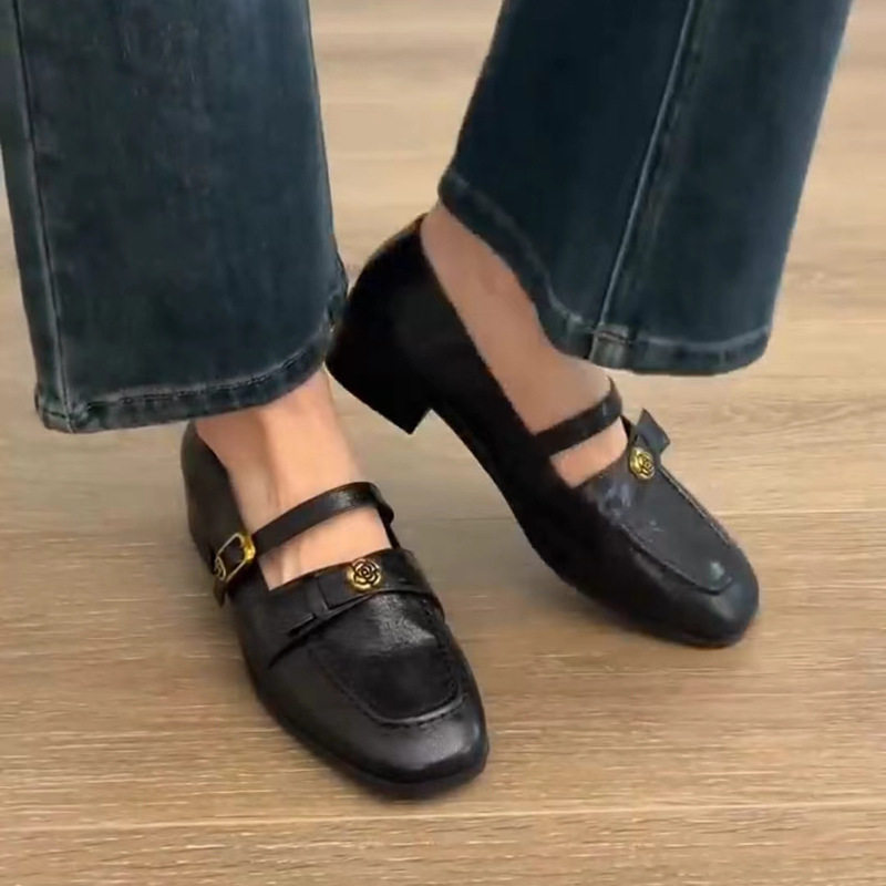 牛皮版!~真皮复古法式单鞋女粗跟一字扣带玛丽珍鞋通勤山茶花皮鞋,女鞋,玛丽珍鞋,淘宝优惠券,粉丝福利购,淘宝优惠卷