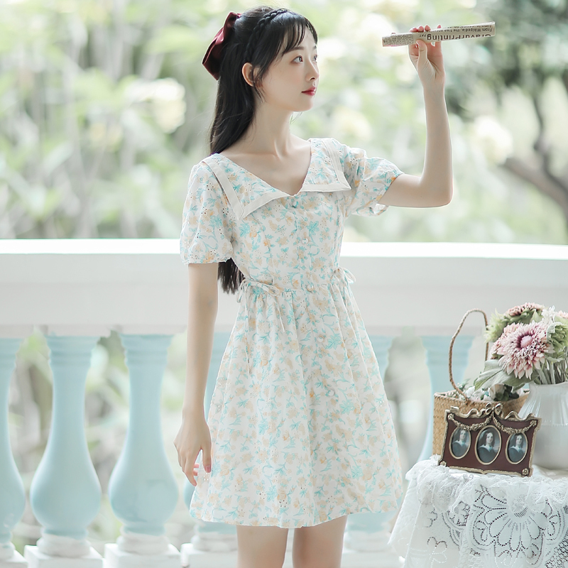 Big photo real photo 2021 soft little fresh floral dress