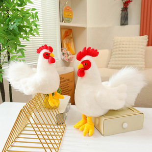 跨境仿真大公鸡公仔毛绒玩具可爱小鸡玩偶白色老母鸡儿童玩具礼物