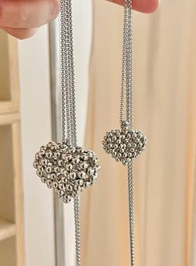 好饰 韩版ins风博主同款金属感爱心项链女简约气质长款毛衣链配饰