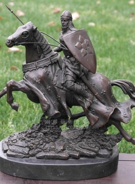 中世纪骑士欧式风纯手工铜雕塑