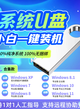 w10电脑重装系统u盘一键安装机W11纯净7启动PE优盘正版专业维修
