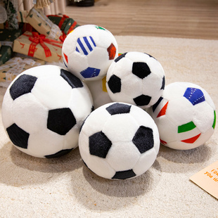 足球毛绒玩具布艺玩偶PP棉填充男儿童玩具通用款可爱彩色黑白足球