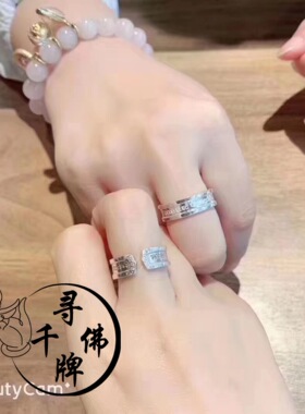 泰国佛牌纯银开口镶钻手镯戒指