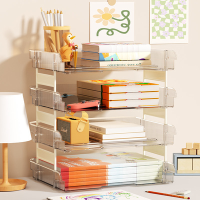书本置物架学生书桌试卷学科分类整理架办公室A4纸多层文件收纳架