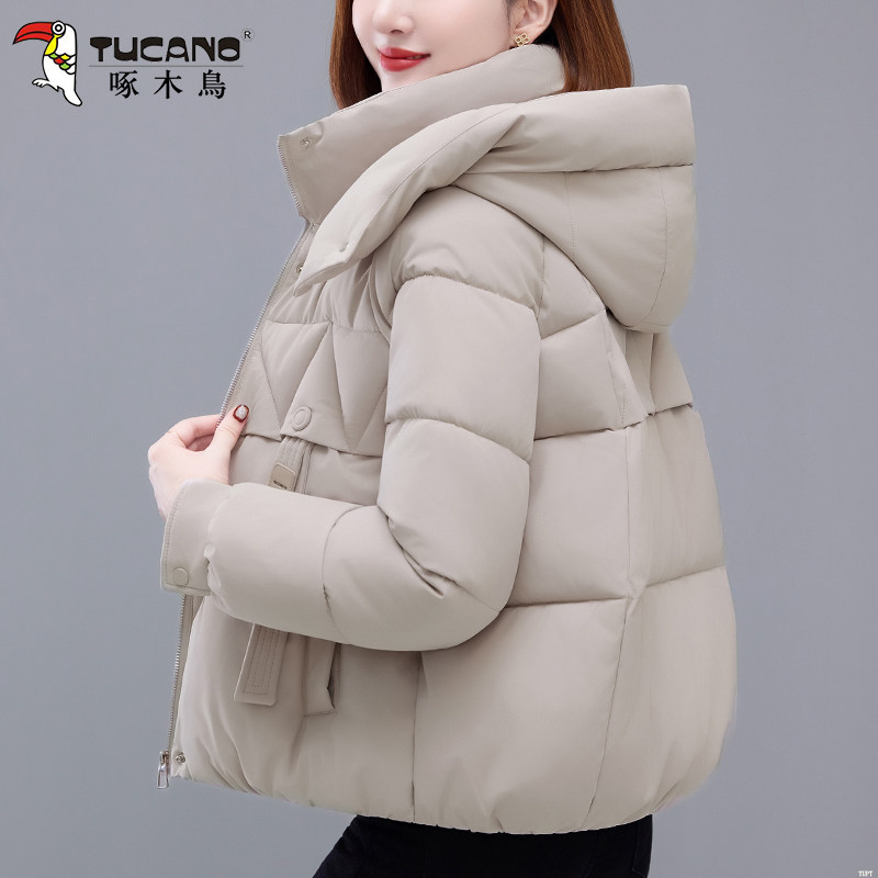 啄木鸟短款棉衣女款2025冬季新款妈妈加厚保暖棉服女士洋气小棉袄