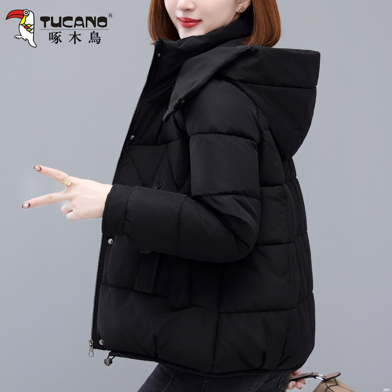 啄木鸟棉衣女款2025冬季新款妈妈加厚保暖棉服女士洋气小棉袄外套