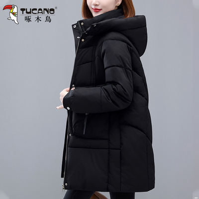 啄木鸟中长款棉衣女款2025冬季新款妈妈加厚保暖棉服女士洋气棉袄