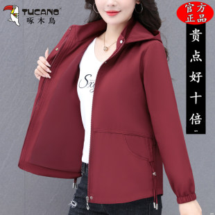 啄木鸟春秋时尚新款外套女潮流休闲洋气百搭开衫外穿冲锋衣女夹克