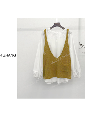 韩系减龄时尚两件套针织背心中长上衣YBST1J616叠穿显瘦百搭