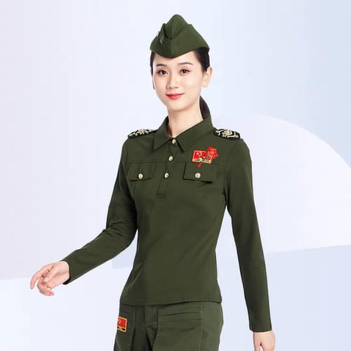 新款水兵舞服装女长袖上衣翻领T