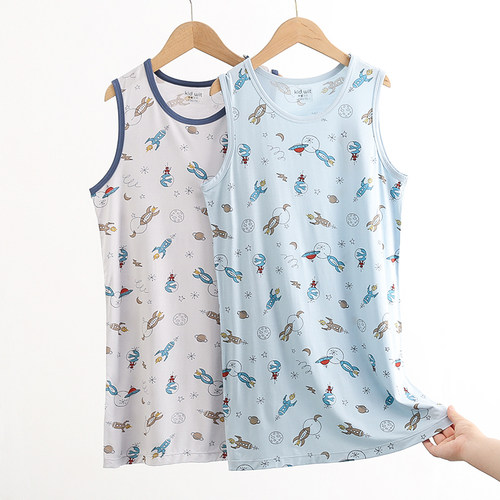 莫代尔睡衣薄款儿童睡袍夏季男童