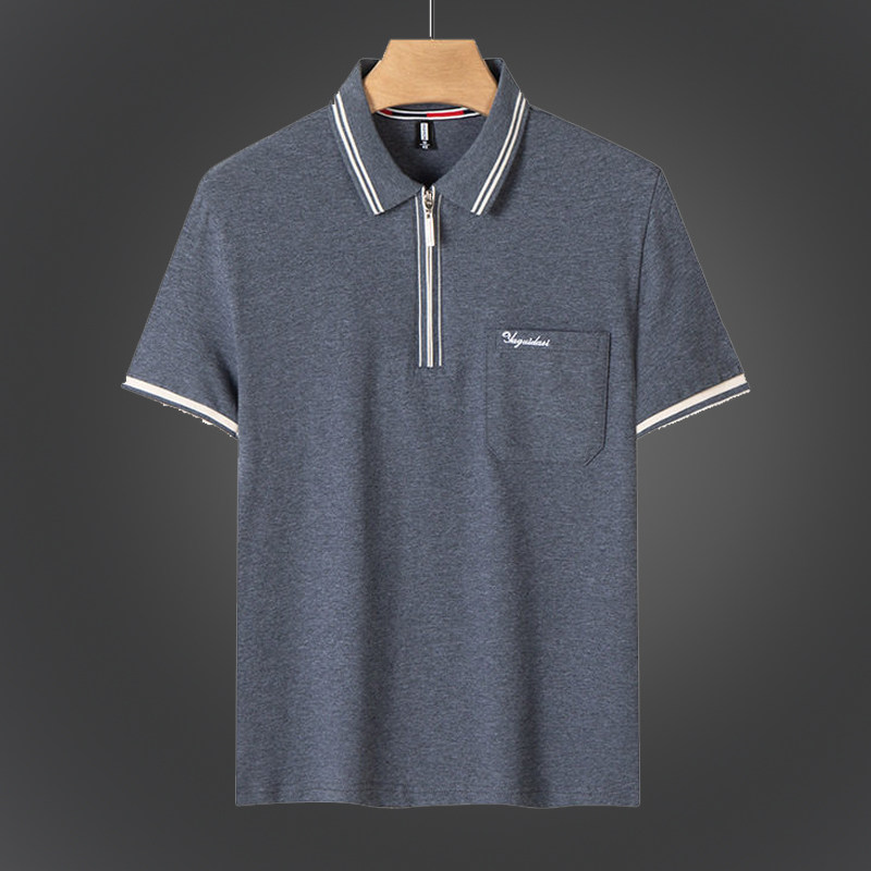 中老年人男士POLO衫短袖纯棉薄款70多岁80老年人衣服爷爷夏装上衣