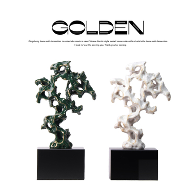 新中式假山摆件样板间玄关酒柜软装饰品太湖石桌面摆件珊瑚石摆设