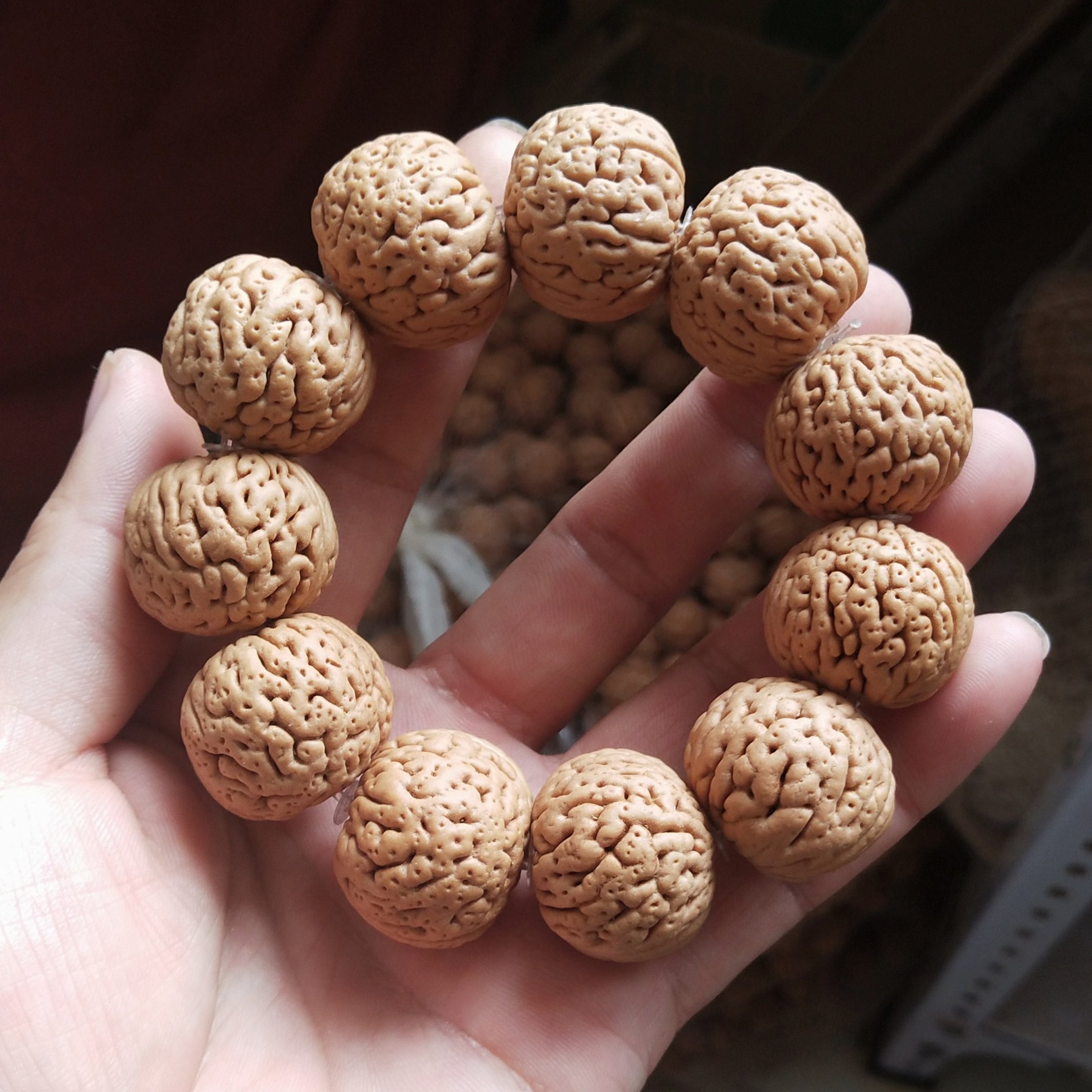 超大桃核手串脑纹满天星矮桩爆肉菩提