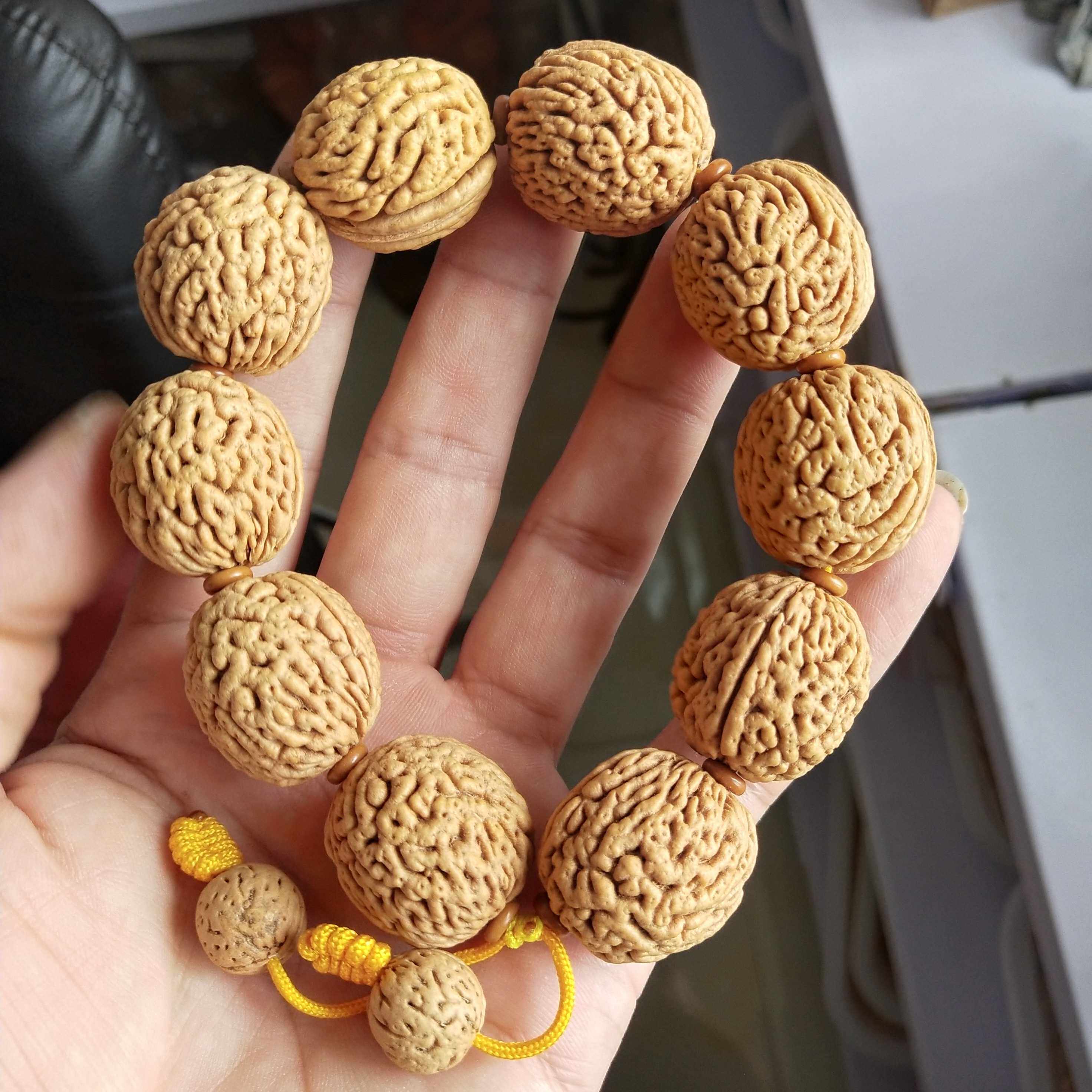 大尺寸脑纹核手串野生山桃核手持佛珠文玩男女手链密纹22-23钱袋