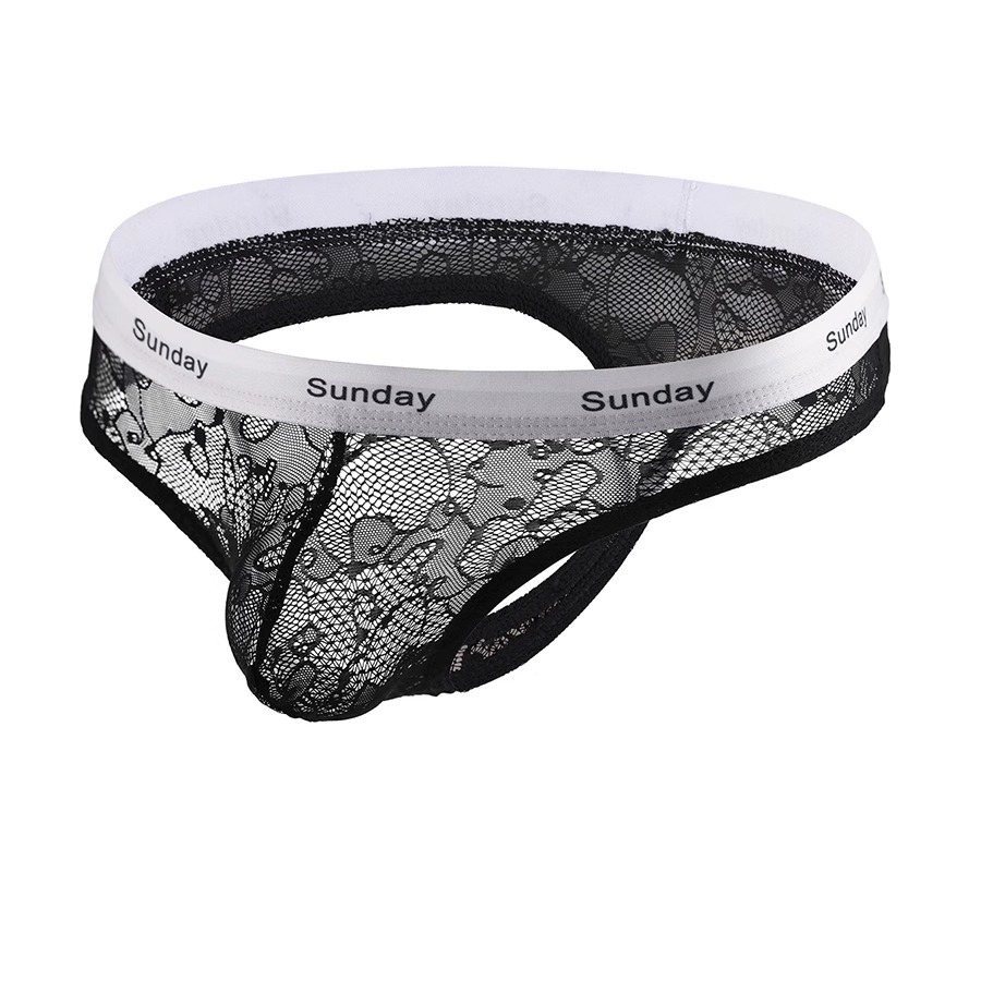 男士丁字裤性感透明蕾丝夹屁股