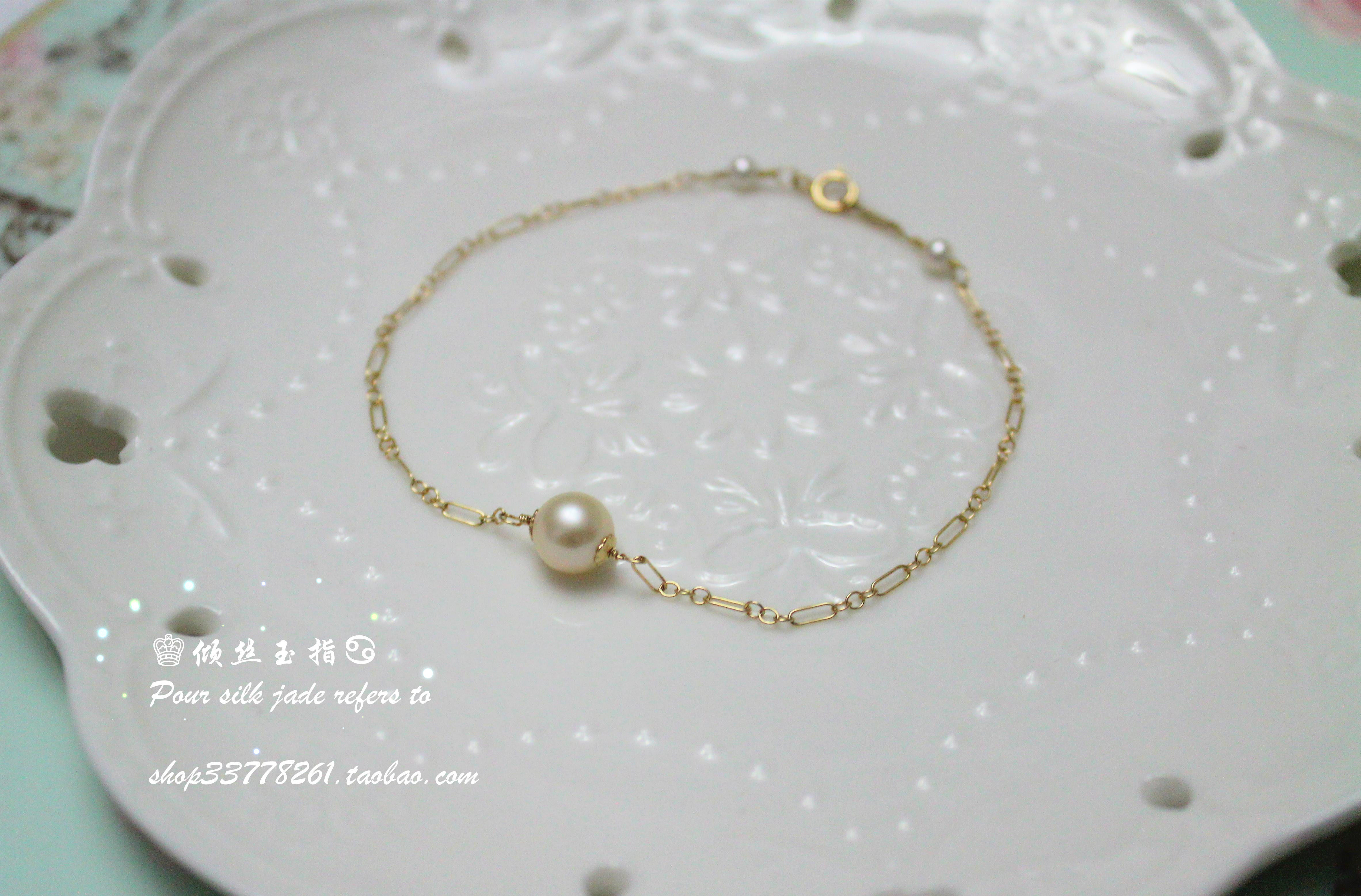 手工包金天然珍珠手链珍珠日系