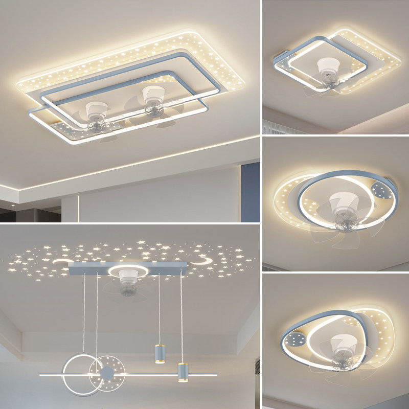 风扇灯主客厅2025新款一体简约现代餐厅卧室隐形家用可摇头吊扇灯