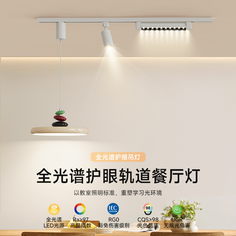 餐厅吊灯明装轨道灯法式复古中古风现代简约风扇饭厅餐桌吧台灯具