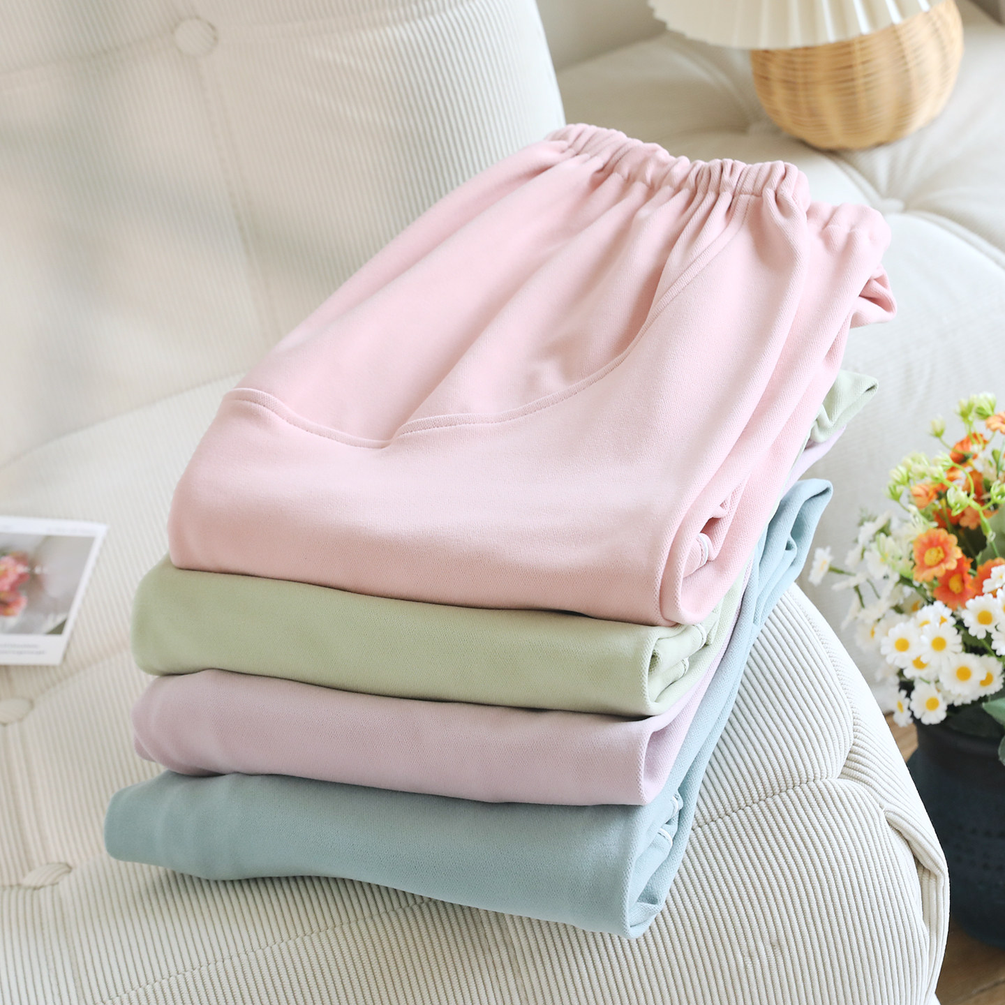 孕妇托腹裤秋冬产前睡裤女德绒长裤大码可调节产后家居保暖月子裤