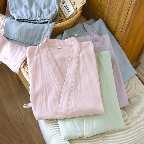 夏季睡衣女纯棉纱布七分袖汉服套装2026新款薄夏天100%全棉家居服