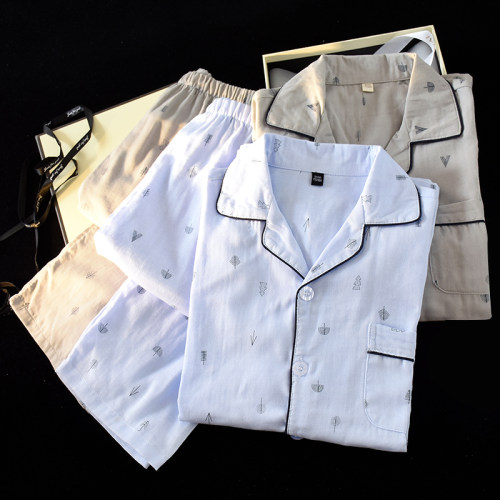 男士全棉休闲加肥大码家居服薄款