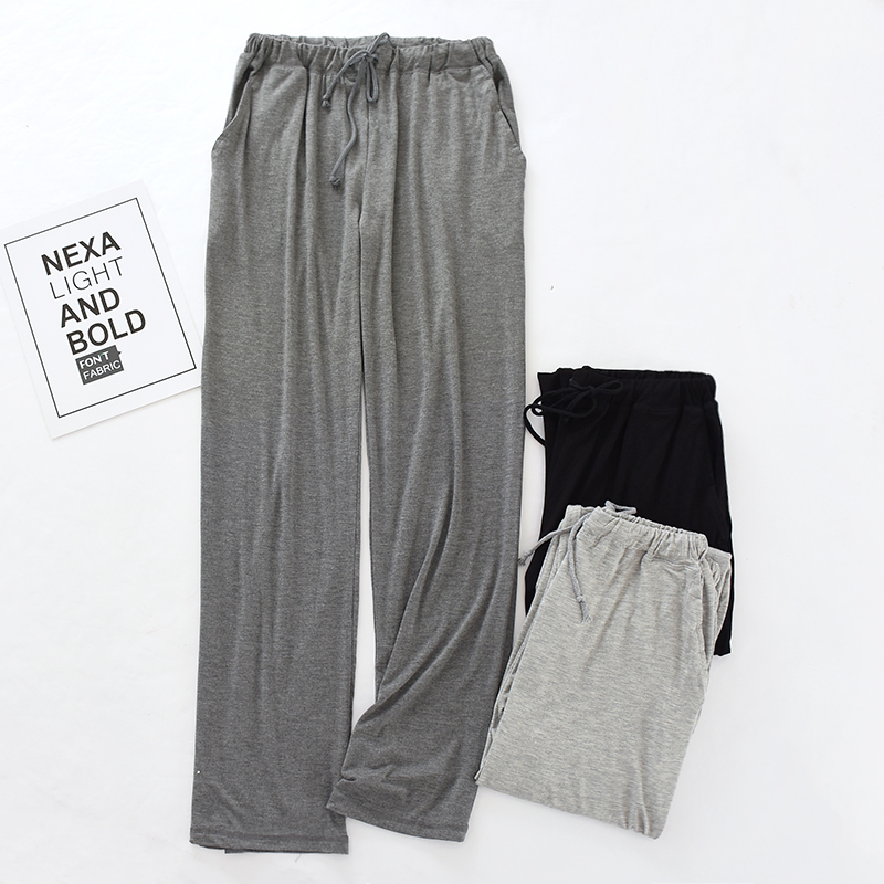 莫代尔睡裤男纯棉长裤休闲运动宽松薄加大码瑜伽春秋女全棉家居裤