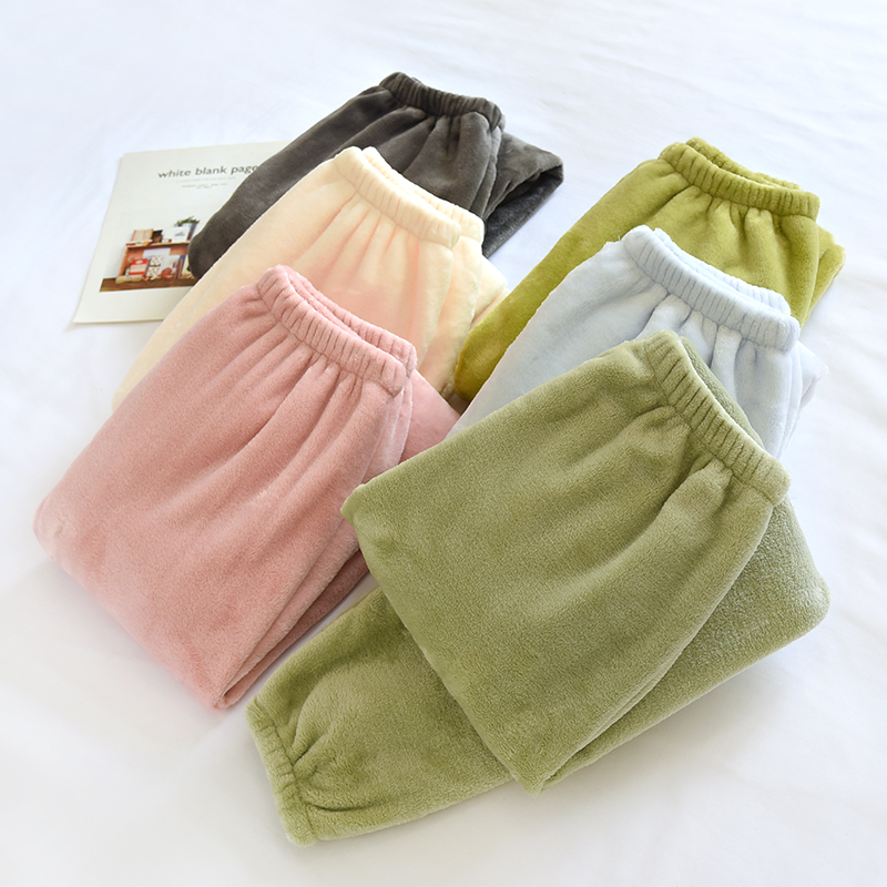 珊瑚绒睡裤女冬加绒加厚收脚长裤