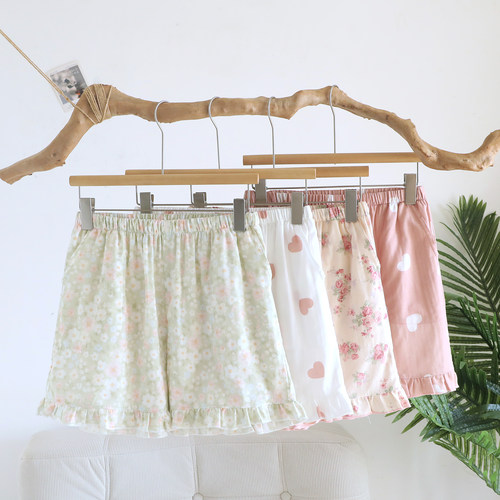 纯棉纱布睡裤女夏季短裤薄款五分口袋2026新款宽松100%全棉家居裤