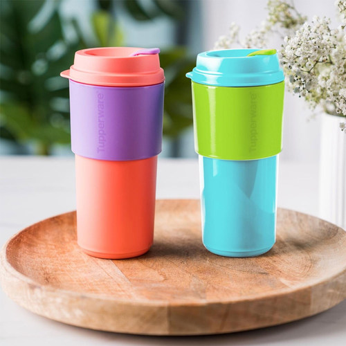 特百惠水杯490ml意醇咖啡杯简约塑料隔热防烫大容量学生办公杯子