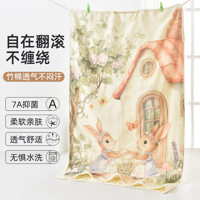 儿童睡袋春夏薄款宝宝纯棉睡衣中大童空调房护肚防踢被子四季通用