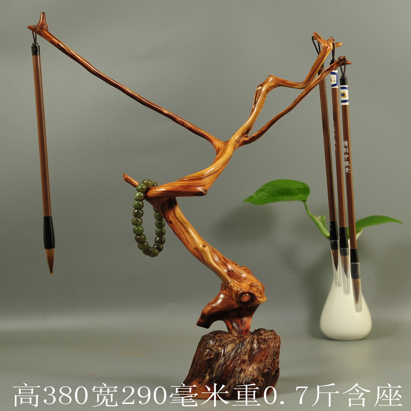 天然崖柏根雕创意笔架摆件图片