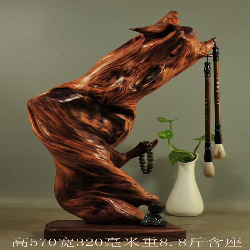 崖柏根雕摆件禅意随形笔挂工艺品镇宅笔架珠串架笔筒茶台红白料